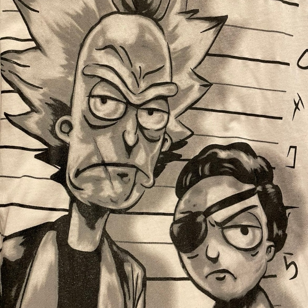 Rick and Morty mugshot tee - black and white streetwear tee